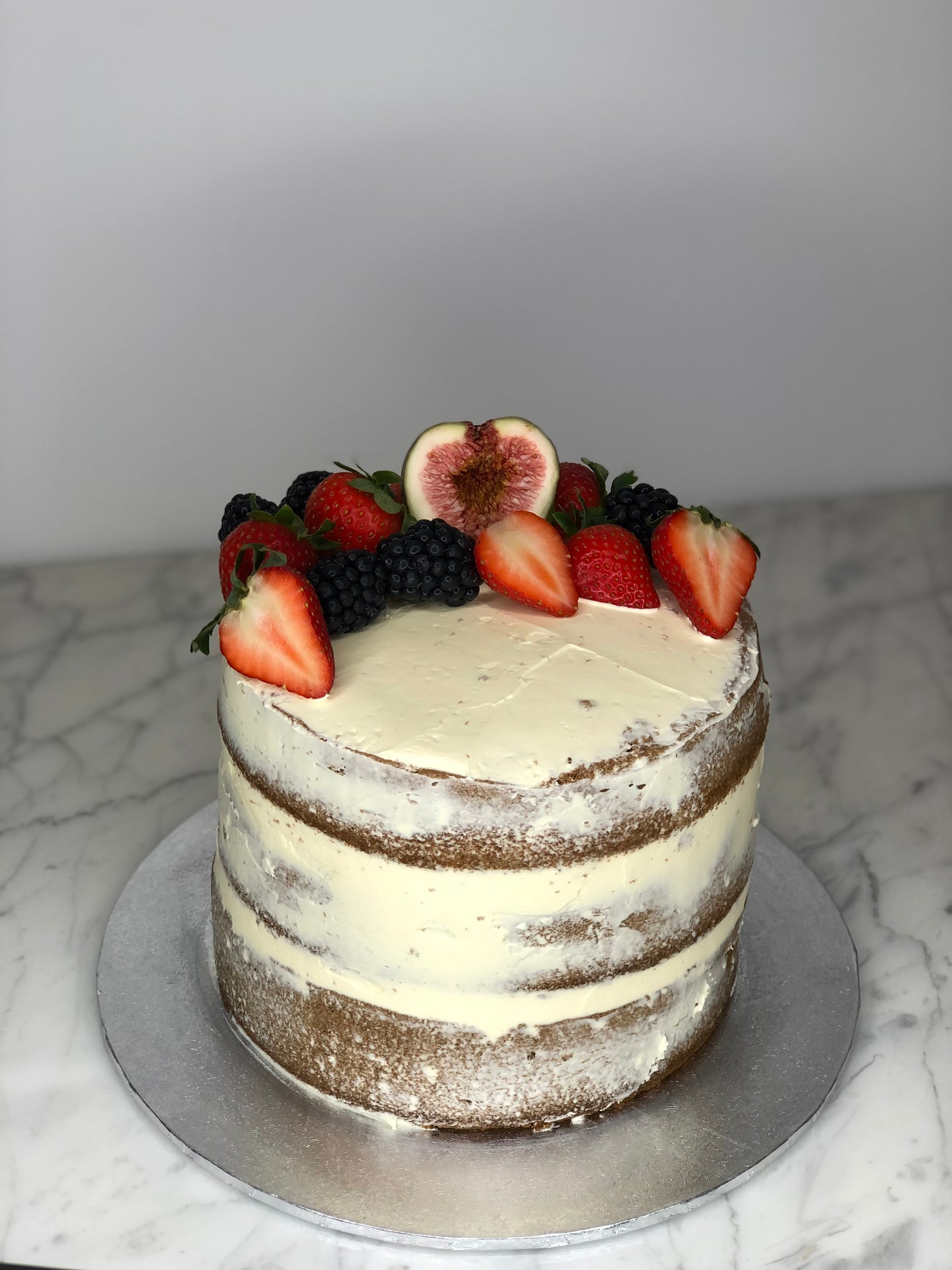 Naked cake with fresh fruits